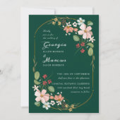 アールヌーボー図解入りの、写真付きのフローラ結婚ズ 招待状 (正面)