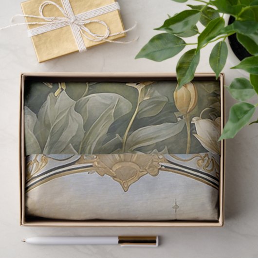 アールヌーボー城フローラブルーn金ゴールドエフェメラ2B 薄葉紙 (ギフト)