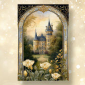 アールヌーボー城フローラブルーn金ゴールドエフェメラ2B 薄葉紙