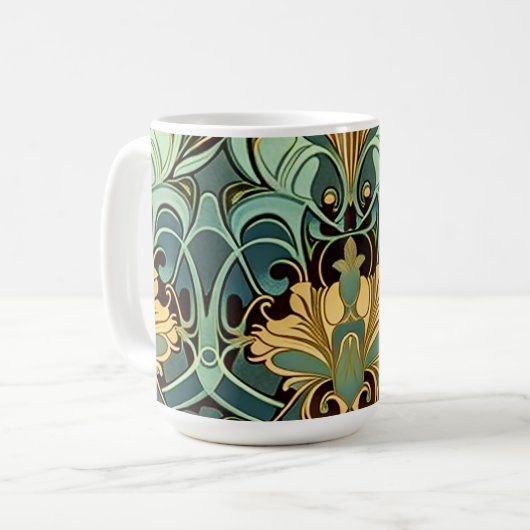 アールヌーボー壁クラシック紙マグカップ15オンス コーヒーマグカップ (正面左)