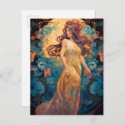 アールヌーボー女子ファンタジーアートはがき ポストカード (正面/裏面)