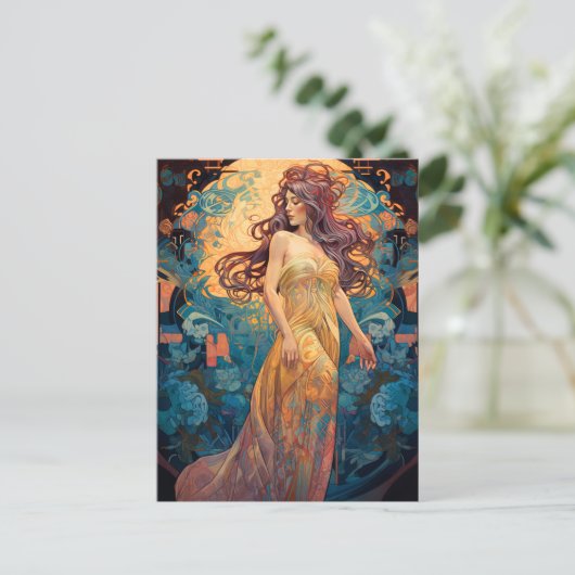 アールヌーボー女子ファンタジーアートはがき ポストカード (スタンド正面)