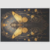 アールヌーボー女性とMoth 1デクページ紙 薄葉紙 (正面)