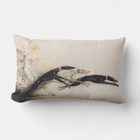 アールヌーボー女性グレイハウンドルイスイカルト ランバークッション (正面)