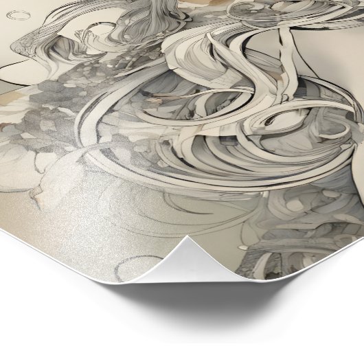 アールヌーボー女性ヴィンテージインスパイアポートレート フォトプリント (角)