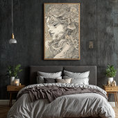 アールヌーボー女性ヴィンテージインスパイアポートレート ポスター