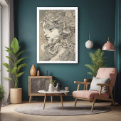 アールヌーボー女性ヴィンテージインスパイアポートレート ポスター