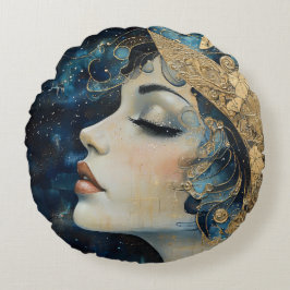 アールヌーボー女性 ラウンドクッション