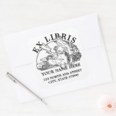 アールヌーボー女読性ミュシャEx Librisテンプレート スクエアシール (封筒)