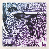 アールヌーボー女読性 ガラスコースター (正面)