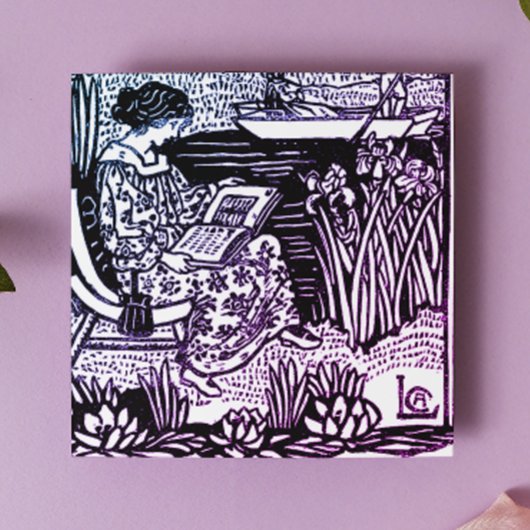 アールヌーボー女読性 ガラスコースター