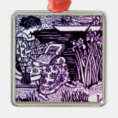 アールヌーボー女読性 メタルオーナメント (正面)