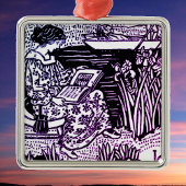 アールヌーボー女読性 メタルオーナメント