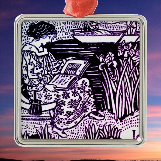 アールヌーボー女読性 メタルオーナメント