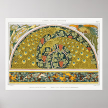 アールヌーボー孔雀の動物は玄武岩に取り組む