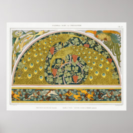 アールヌーボー孔雀の動物は玄武岩に取り組む ポスター