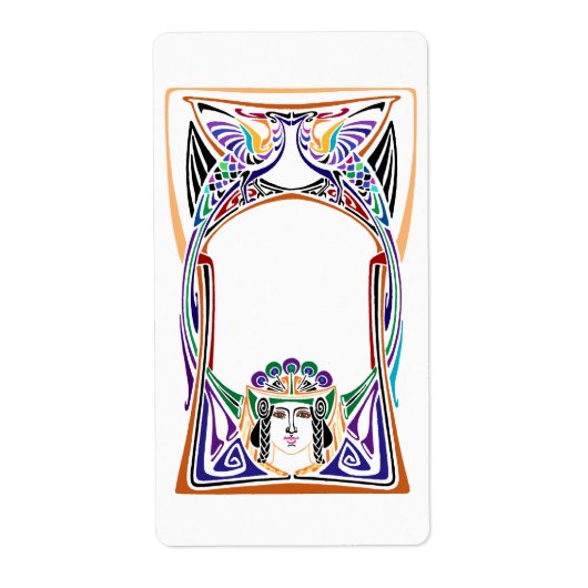 アールヌーボー孔雀の女性 ラベル (正面)