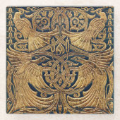 アールヌーボー孔雀の詩 ガラスコースター (正面)