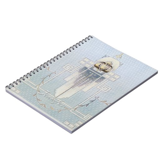 アールヌーボー幾何学模様のカラットリニアフラワー ノートブック (左側)