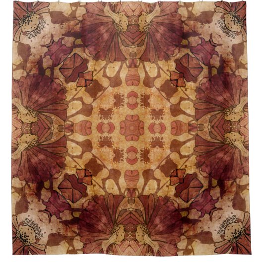 アールヌーボー幾何学模様。 シャワーカーテン (正面)