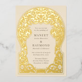 アールヌーボー手描きイニシャル 箔招待状 (正面)