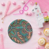 アールヌーボー抽象芸術ティール（緑がかった色）クリストファー・ドレッサー ペーパープレート (パーティー)