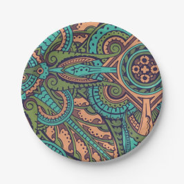 アールヌーボー抽象芸術ティール(緑がかった色)クリストファー・ドレッサー ペーパープレート