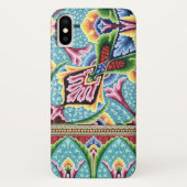 アールヌーボー抽象芸術ブルーピンクのテキスタイルアートパターン Case-Mate iPhoneケース (裏面)