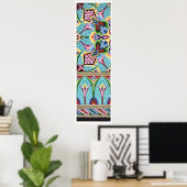 アールヌーボー抽象芸術模様カラフル繊維芸術 ポスター (ホームオフィス)