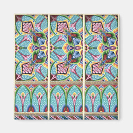 アールヌーボー抽象芸術模様カラフル繊維芸術 マグネット