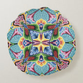 アールヌーボー抽象芸術模様カラフル繊維芸術 ラウンドクッション (裏面)