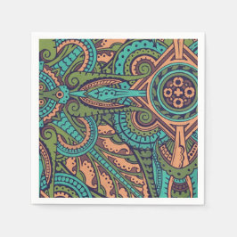 アールヌーボー抽象芸術模様クリストファー・ドレッサー スタンダードカクテルナプキン