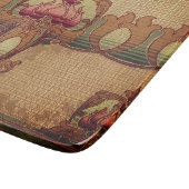 アールヌーボー抽象芸術花ブルゴーニュ赤緑 カッティングボード (角)