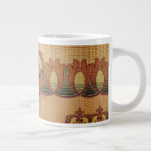 アールヌーボー抽象芸術花ブルゴーニュ赤緑 ジャンボコーヒーマグカップ (右)