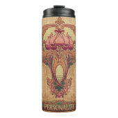 アールヌーボー抽象芸術花ブルゴーニュ赤緑 タンブラー (正面)