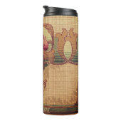 アールヌーボー抽象芸術花ブルゴーニュ赤緑 タンブラー (回転右)