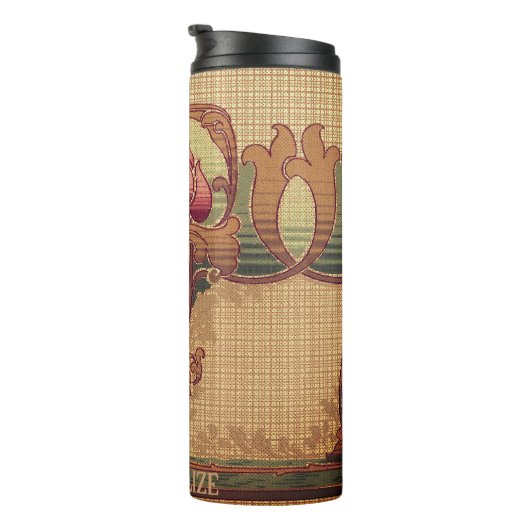 アールヌーボー抽象芸術花ブルゴーニュ赤緑 タンブラー (回転右)