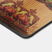 アールヌーボー抽象芸術花ブルゴーニュ赤緑 デスクマット (コーナー)