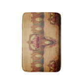 アールヌーボー抽象芸術花ブルゴーニュ赤緑 バスマット (正面縦)