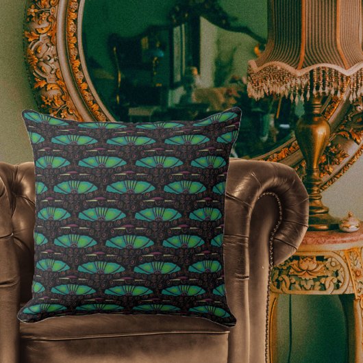 アールヌーボー抽象芸術装飾茶色の緑 クッション