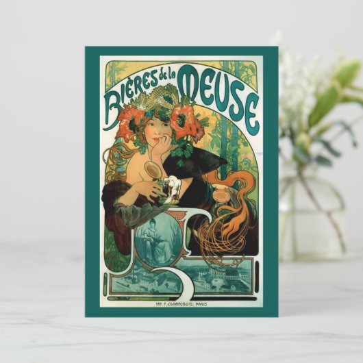 アールヌーボー招待状バイアルフォンス(アルフォンス)ミュシャ 招待状 (スタンド正面)