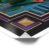 アールヌーボー描写チビ（小さくかわいく書いた感じ）カエルの3Dの王冠 ポスター (コーナー)