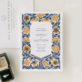 アールヌーボー日付の保存 | ヴィンテージ結婚フローラ セーブザデート