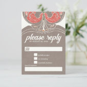 アールヌーボー明るい赤紫色エレガンスRSVP 出欠カード (スタンド正面)