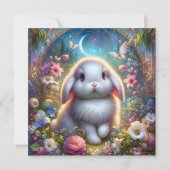 アールヌーボー春キュートお洒落イースターバニー シーズンカード (正面)