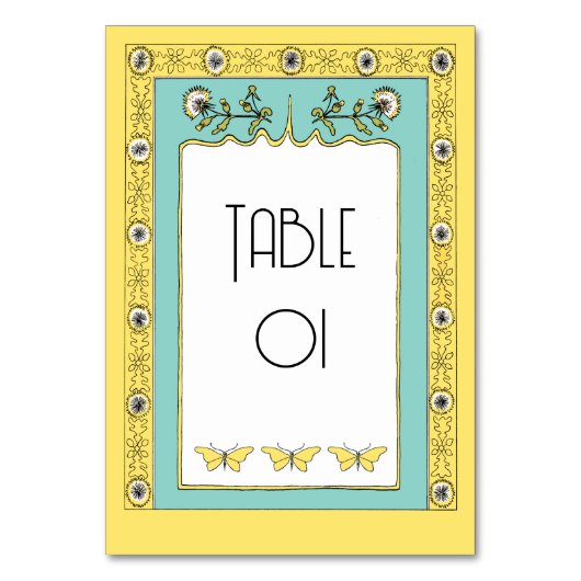 アールヌーボー春タンデリオンズ&蝶 テーブルナンバー (正面)