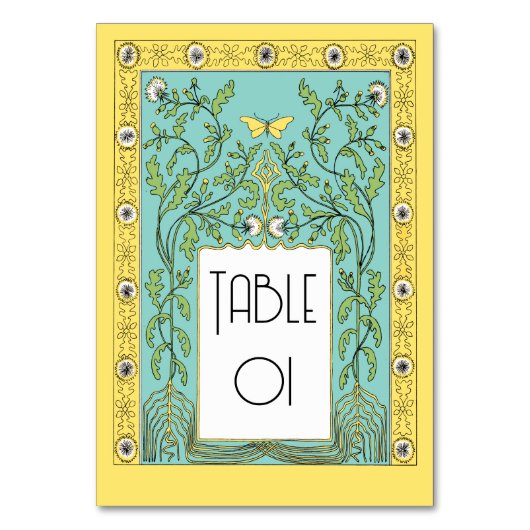 アールヌーボー春タンデリオンズ&蝶 テーブルナンバー (正面)