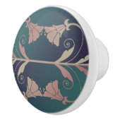 アールヌーボー暗い赤紫色の花 セラミックノブ (右)