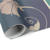 アールヌーボー暗い赤紫色花ピンク青エレガント緑 ラッピングペーパー (ロールコーナー)