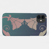 アールヌーボー暗い赤紫色花青緑ピンク Case-Mate iPhoneケース (裏面(横))